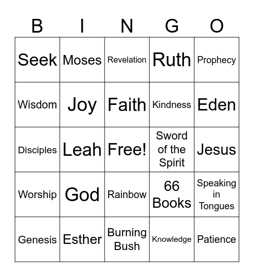 Bible Bingo Card