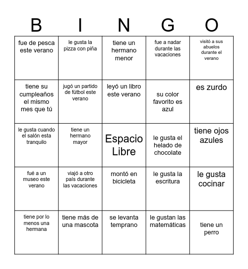 Busca a alguien que... Bingo Card