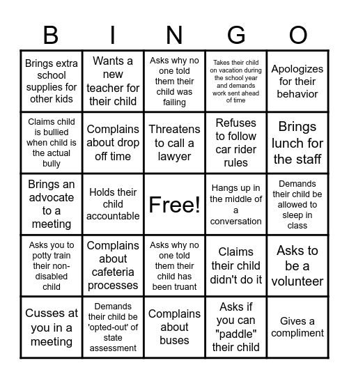 Visitor Bingo Card