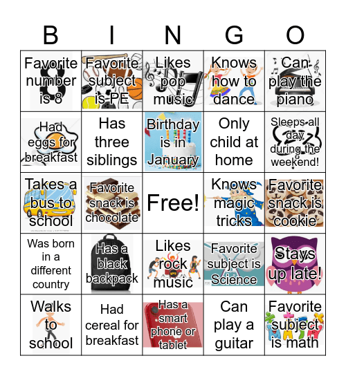 Get to know you Bingo! Bingo Card