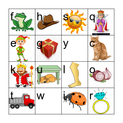 Alphabet sounds Bingo Card