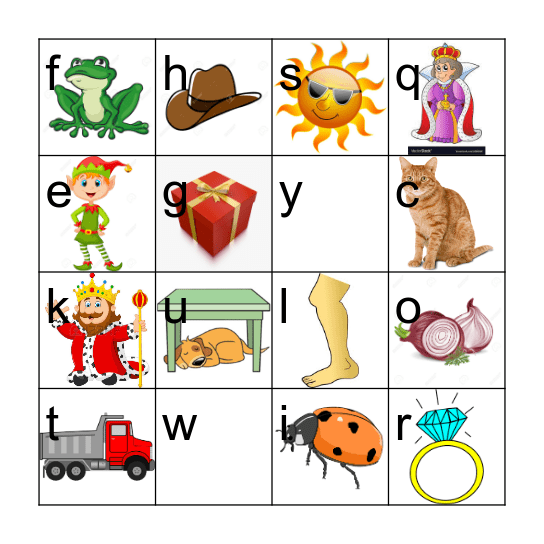 Alphabet sounds Bingo Card