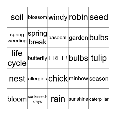 SPRING  BINGO Card