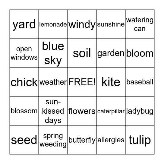 SPRING  BINGO Card