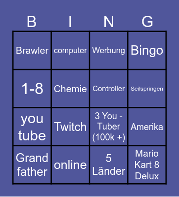 Inf. craft Bingo Card