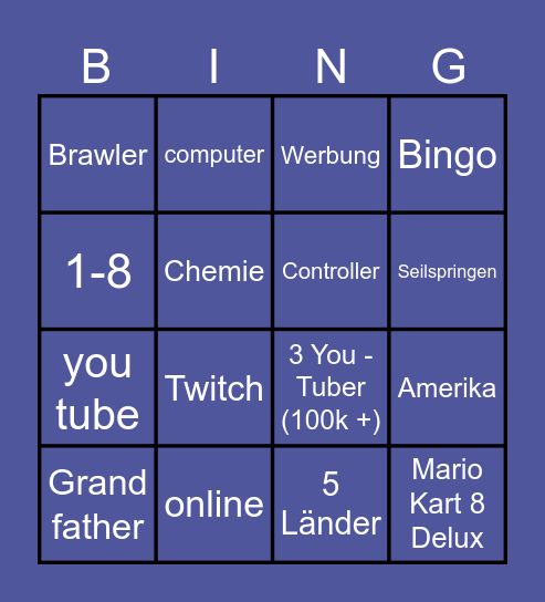 Inf. craft Bingo Card