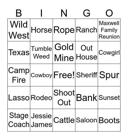 Family Reunion Bingo Card