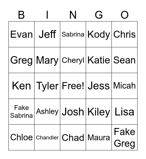 Push10 Bingo Card