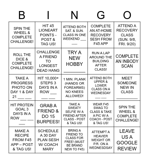 Back To School BINGO CHALLENGE Bingo Card