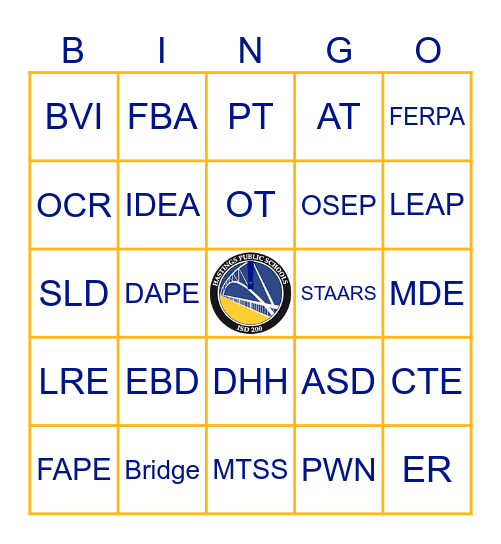 Hastings Sped Bingo Card