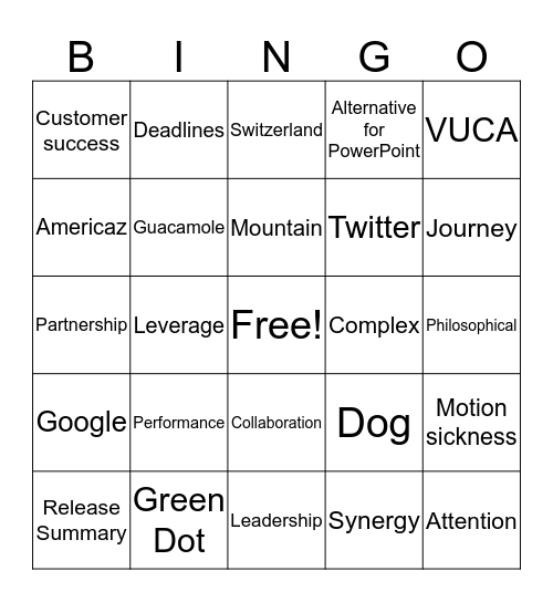 Americaz UA Day 2016 Bingo! Bingo Card