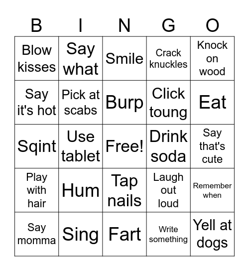 Alie Bingo Card
