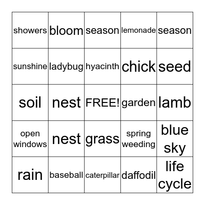 SPRING  BINGO Card