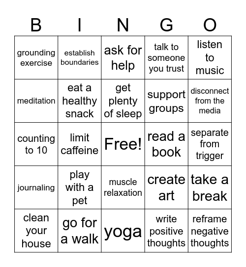 ANXIETY BINGO Card