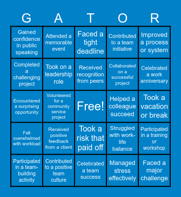 AR Highs & Lows Bingo Card