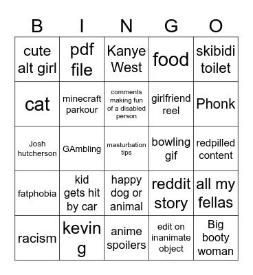 INSTAGRAM REELS Bingo Card