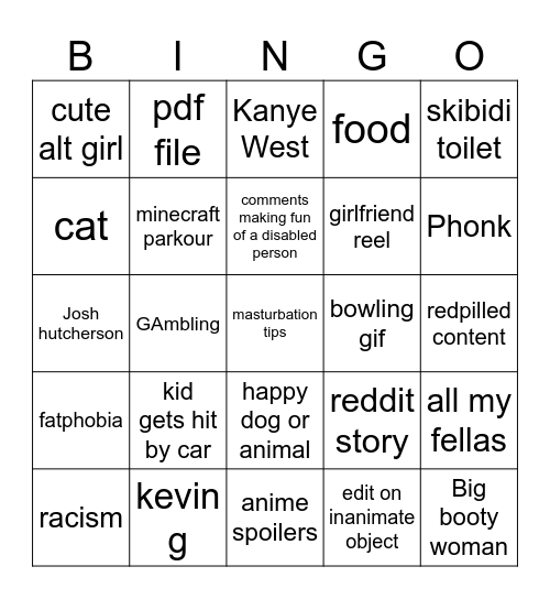 INSTAGRAM REELS Bingo Card