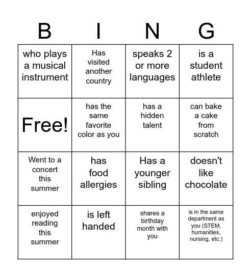 Find someone who... Bingo Card