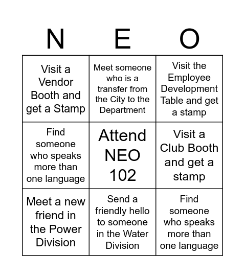 NEO102 MIXER Bingo Card