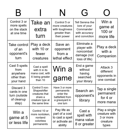 Commander Bingo - Sheet 2 Bingo Card