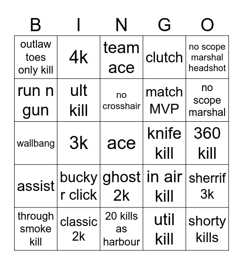 val bingo Card