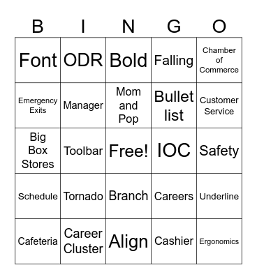 McCall MS Room 8 Bingo Card