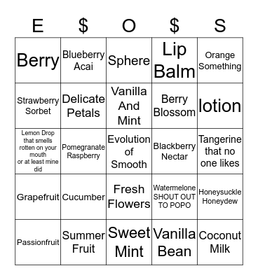 Things Bingo Card