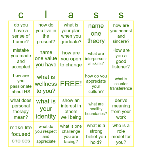 COUNSELING THEORIES Bingo Card