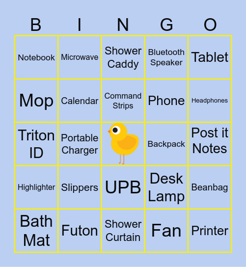 Move In  Bingo Card