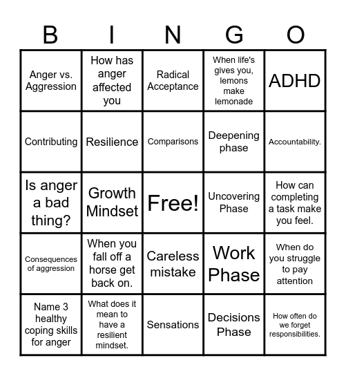 Review Bingo Card