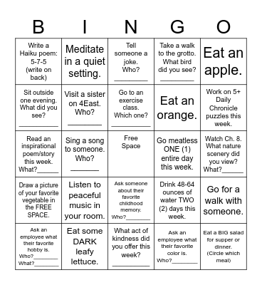 WELLNESS & KINDNESS Bingo Card