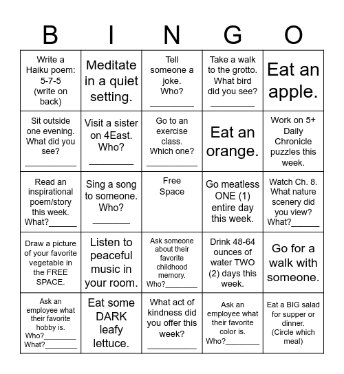 WELLNESS & KINDNESS Bingo Card