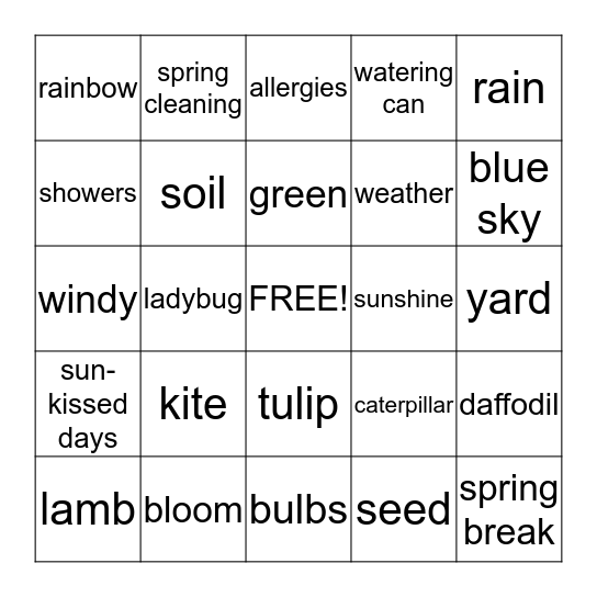 SPRING  BINGO Card