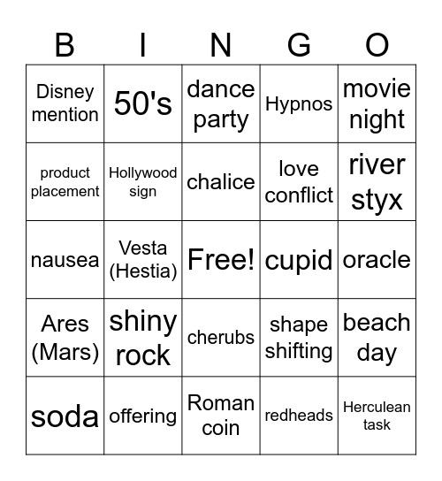 The Son of Neptune Bingo Card