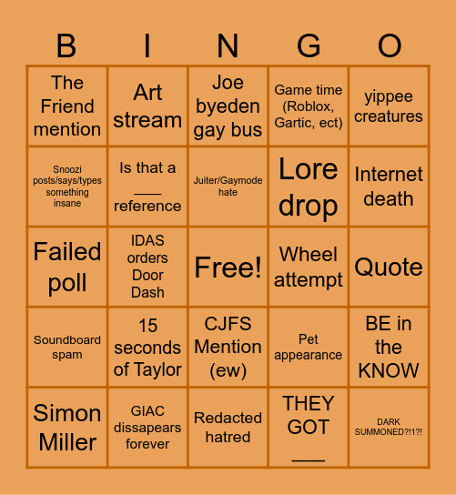 Tally Whole Bingo Card
