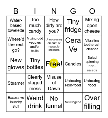 Restock/Cleaning Bingo Card