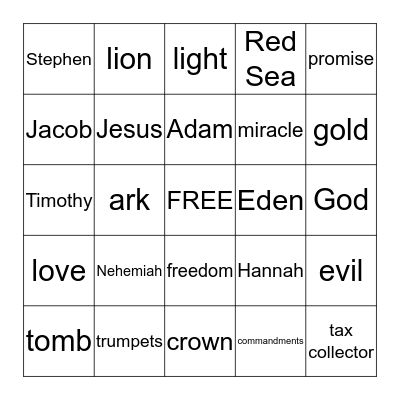 BIBLE BINGO Card