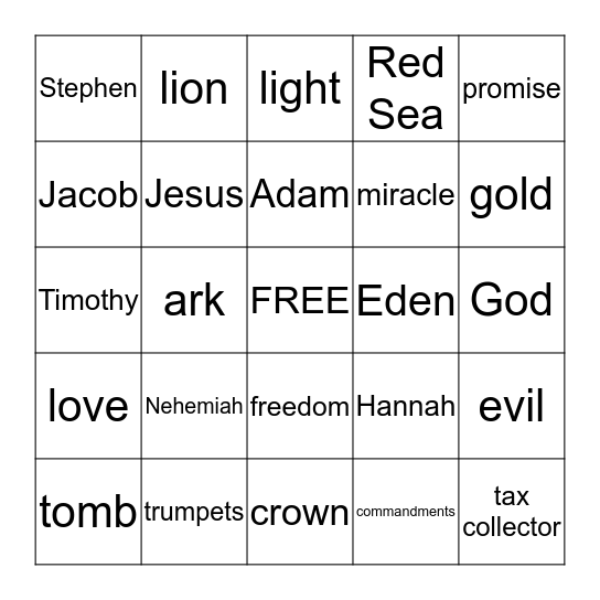 BIBLE BINGO Card