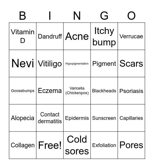 Derma Bingo Card