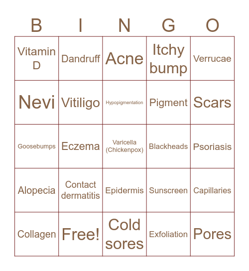 Derma Bingo Card