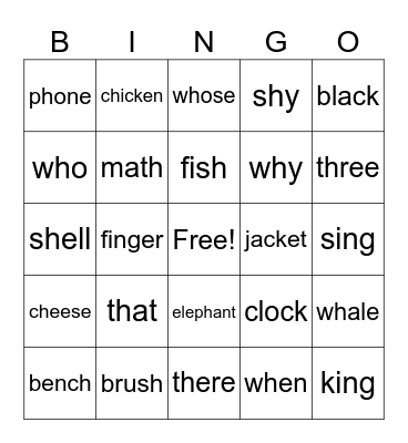 Phonics 2 Review Bingo Card