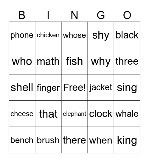 Phonics 2 Review Bingo Card