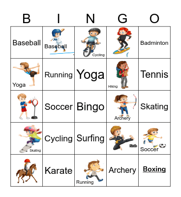 Sports and hobbies Bingo Card