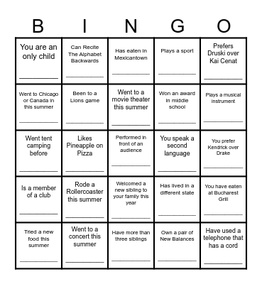 Ice Breaker Bingo Card