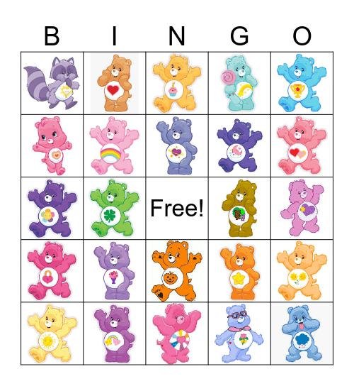 Care Bears Bingo Card