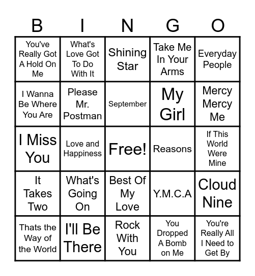 Boogie BINGO Card