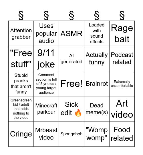 § Bingo Card