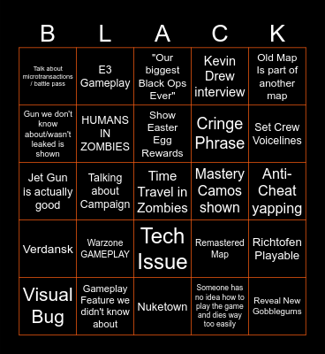 Black Ops 6 Moment Bingo Card