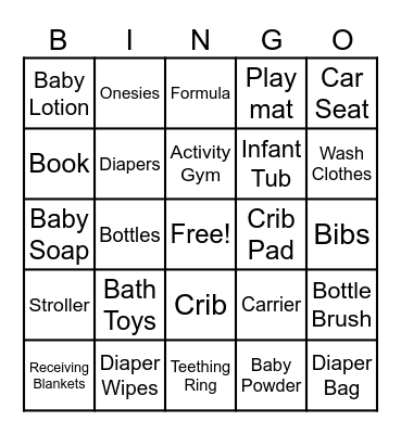 Gender Reveal Bingo Card