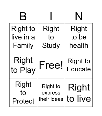 Rights Bingo Card